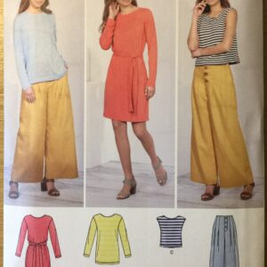 New Uncut 2020 Simplicity Sewing Pattern K8892 For Misses'/Cropped Pants & Knit Dress, Tunic Or Top Tie Belt - in Sizes 6-14 Supply