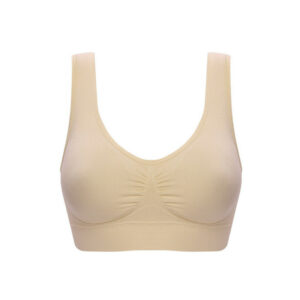 (Nude, 2XL) Women's solid color ultra-thin large sports bra top