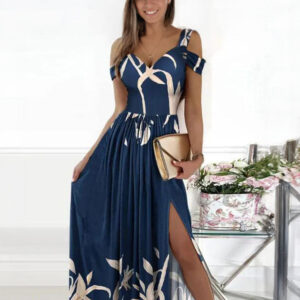 Off-The-Shoulder Maxi Dress Short Sleeves Sexy Open Shoulder Prom Long Dress