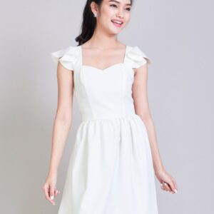 Olivia - White Party Dress Vintage Summer Sundress Sweetheart Engagement Wedding Clothing White Prom Ruffle Straps Flare Skirt