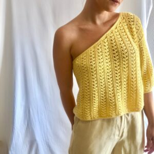 One Sleeve Shirt, Yellow Light Sweater, Lace Off Shoulder Blouse, Cold Long Top, Asymmetrical Knitted Sweater