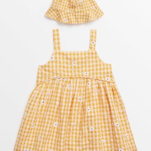 Orange Gingham Sundress & Hat Set 6-9 months