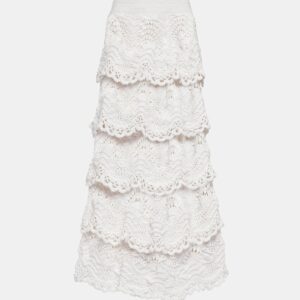 Oscar de la Renta Tiered crochet cotton midi skirt