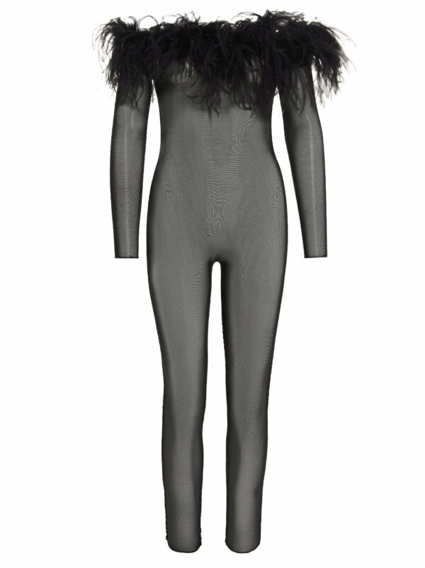 Oseree Feather Entire Mesh Bodysuit