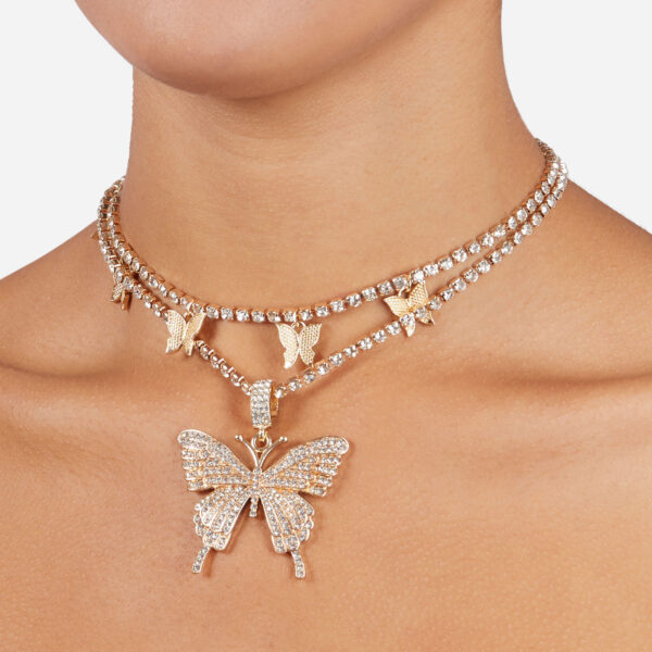 Oversized Butterfly Detail Necklace In Gold,, Gold