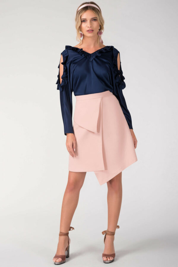 Pale Pink Asymmetrical Wrap Skirt