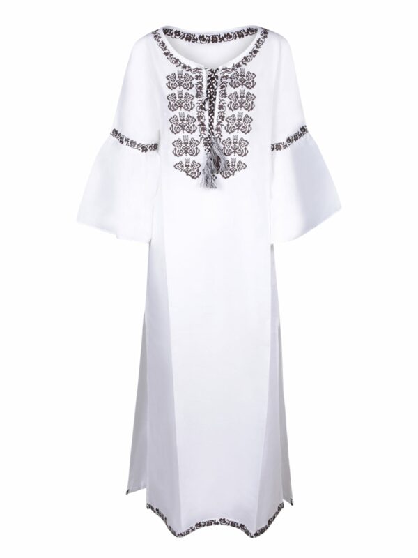 Parosh Embroidered Kaftan Dress White And Brown