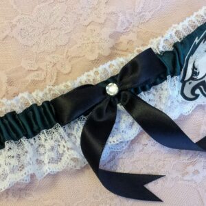 Philadelphia Eagles Inspired Wedding Garter Belt Or 2Pc Set with White Lace