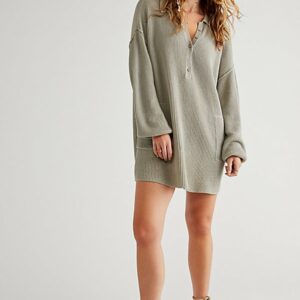 Picnic Sweater Mini Dress by free-est at Free People in Salt Water Khaki, Size: XS