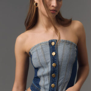 Pilcro Strapless Denim Corset Top