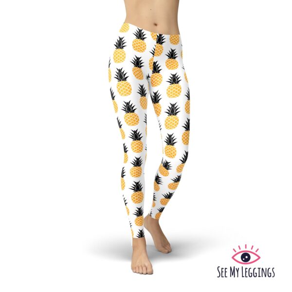 Pineapple Leggings, Printed Summer Fruit Leggings For Women, High Waist Capris, Plus Size Yoga Pants