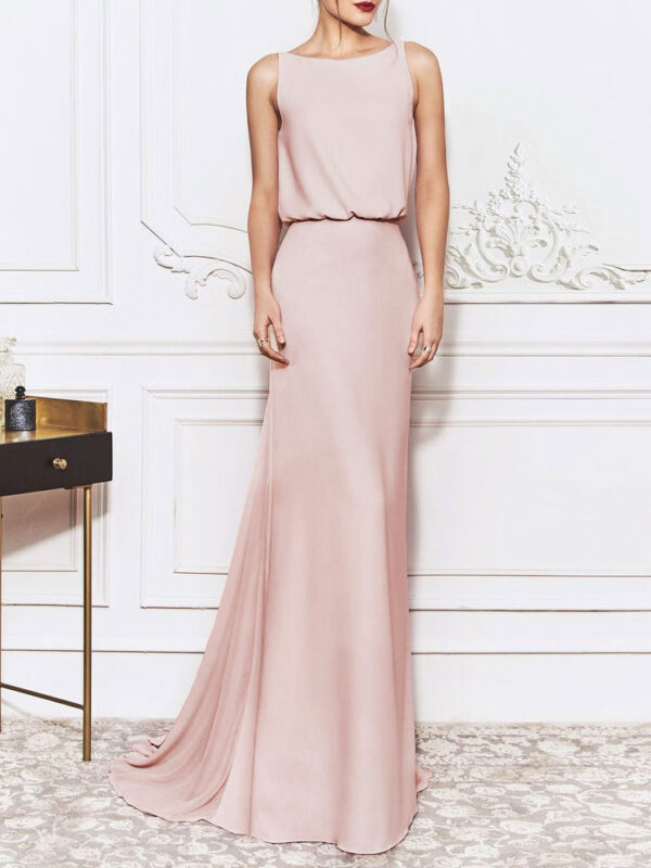 Pink Evening Dress 2024 A-Line Jewel Neck Backless Formal Dresses Wedding Guest Dresses Free Customization