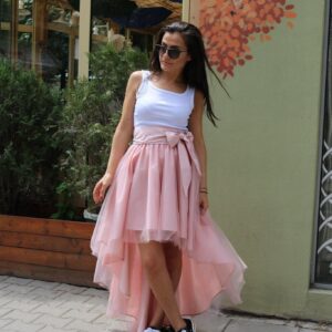 Pink Tulle Skirt/B-Day Party Asymmetrical Wedding High Low Custom Size Skirt