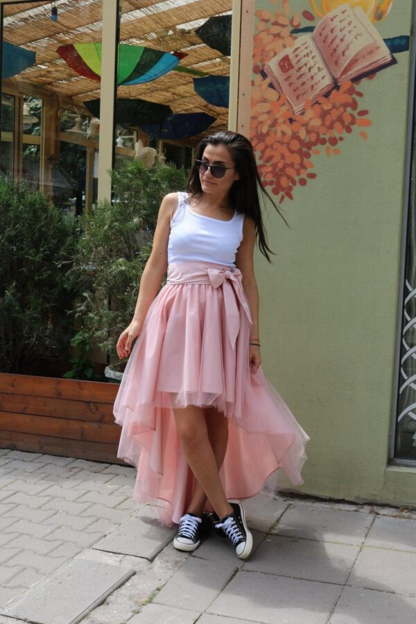 Pink Tulle Skirt/B-Day Party Asymmetrical Wedding High Low Custom Size Skirt