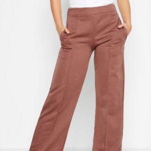 Pixiegirl Brown Pintuck Stretch Wide Leg Joggers Petite > 18 Pixiegirl | Petite Women's Joggers