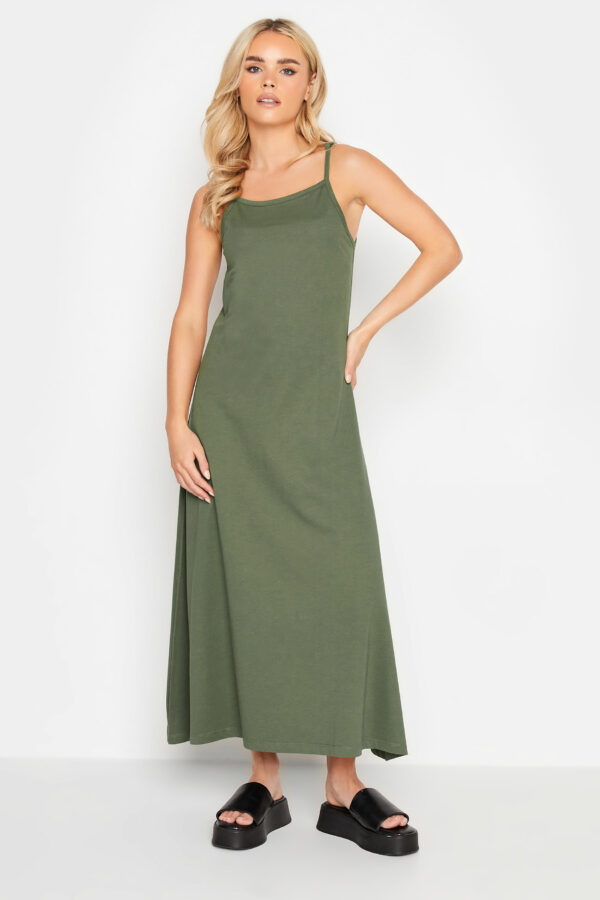 Pixiegirl Khaki Green Strappy Maxi Slip Dress 12 Pixiegirl | Petite Women's Maxi Dresses