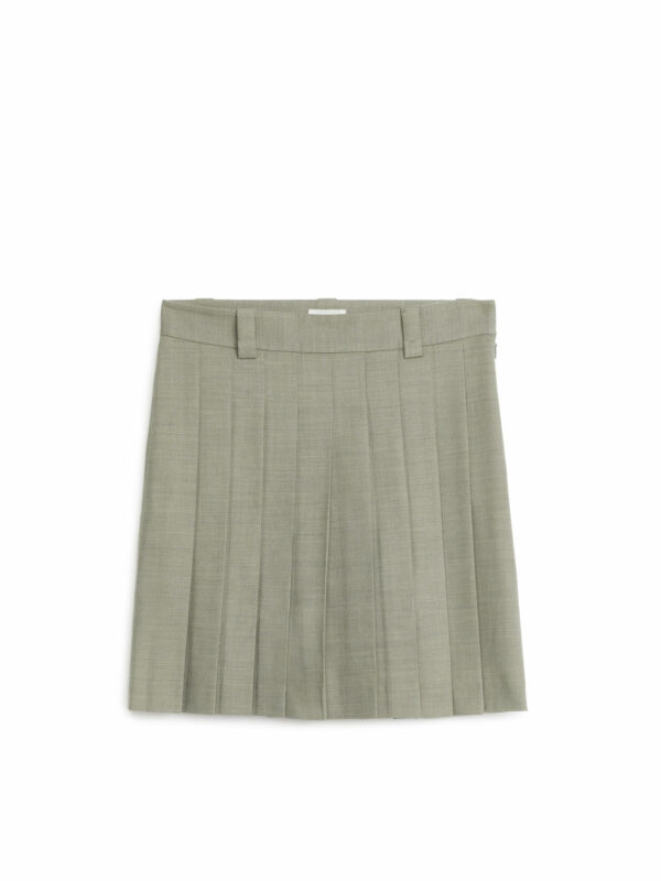 Pleated Skater Skirt - Beige