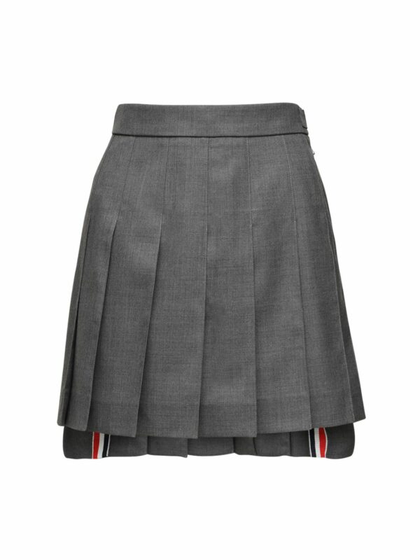 Pleated Wool Mini Skirt