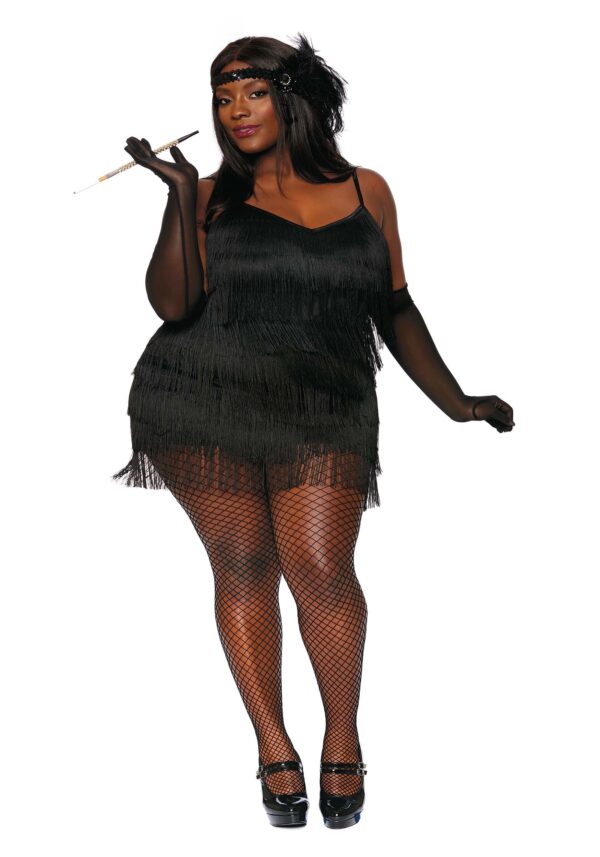 Plus Size Women's Black Flapper Dress