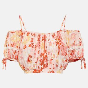 Poupette St Barth Bonny floral pleated crop top