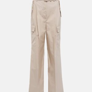 Prada High-rise wide-leg cotton-blend cargo pants