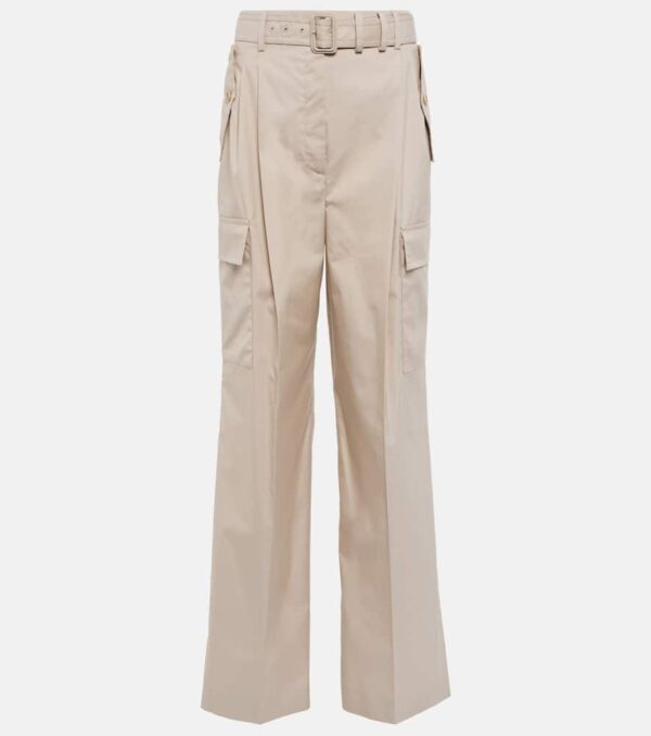 Prada High-rise wide-leg cotton-blend cargo pants