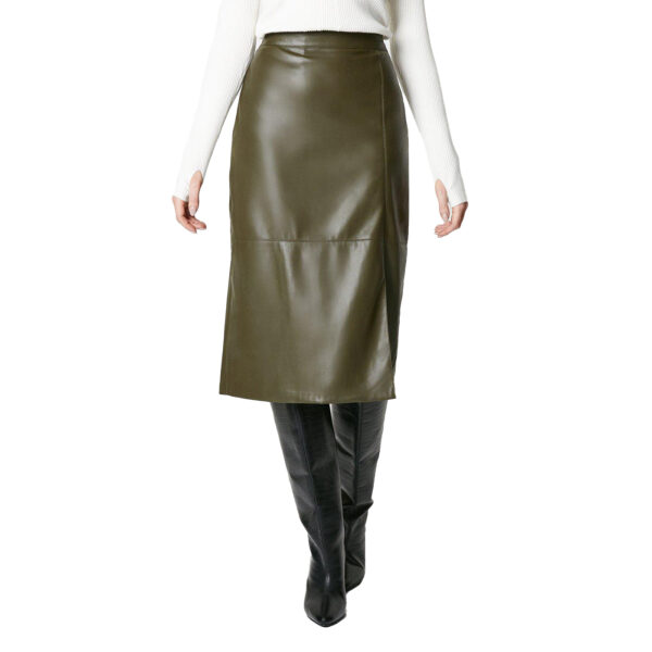 Principles Womens/Ladies Faux Leather High Waist Mid Length Pencil Skirt (12 UK) (Olive)