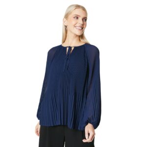 Principles Womens/Ladies Pleated Tie Neck Top (10 UK) (Navy)