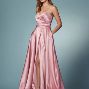 Prom Dress 2024 A-Line Sweetheart Neck Satin Sleeveless Pockets Party Dresses