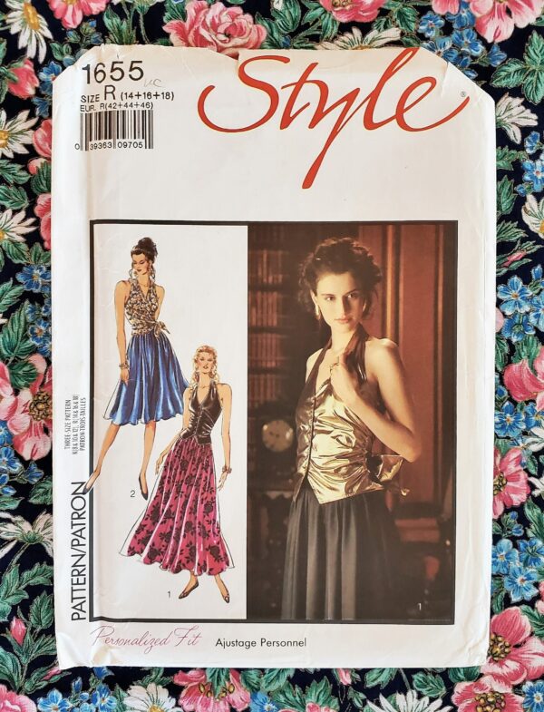 Prom Pattern, Uncut, Style Co 1655, Size 14-18, Formal Pattern Halter Top | Two Styles & Full Pleated Skirt Lengths