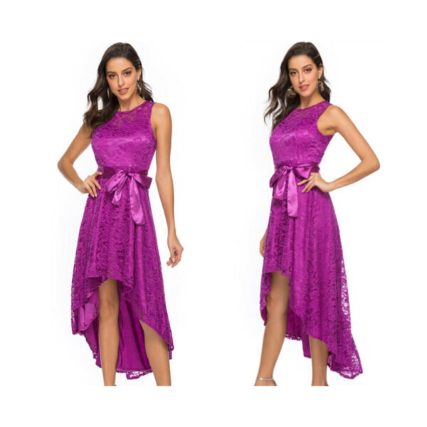 (Purple, 3XL) Long Womens Lace Bridesmaid Dress Party Dresses Formal Wedding Cocktail Dresses