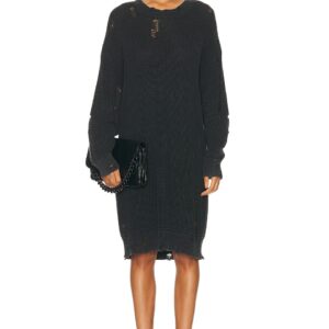 R13 Oversized Sweater Dress in Acid Black - Black. Size M (also in L, S, XS).