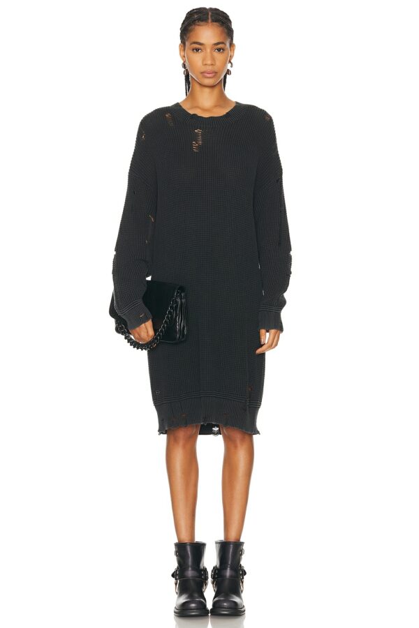 R13 Oversized Sweater Dress in Acid Black - Black. Size M (also in L, S, XS).