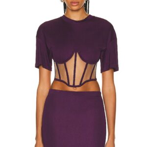 RTA Short Sleeve Corset Top in Grape - Purple. Size L (also in XS).