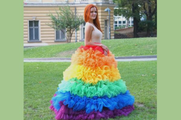 Rainbow Tulle Skirt/ Long Ruffled Italian Prom Pride Alternative Wedding Frills Skirt