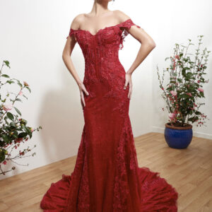 Red Wedding Dresses Tulle Bridal Gown Applique Evening Party Dresses Free Customization