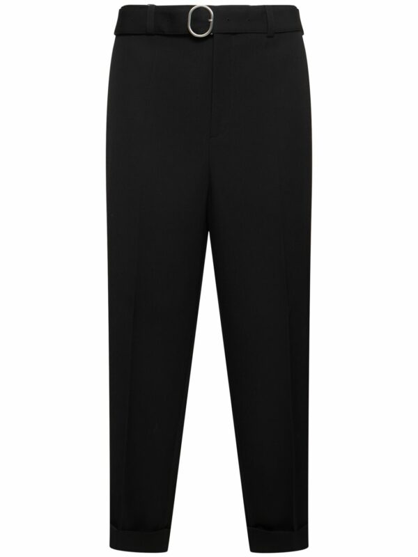 Relaxed Fit Wool Gabardine Cropped Pants