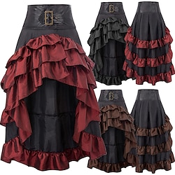 Retro Vintage Medieval Renaissance Ruffle Dress Skirt Corset Pirate Women's Casual Daily Skirts