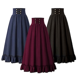 Retro Vintage Punk Gothic Medieval Renaissance Steampunk Maxi Skirt Women's Costume Vintage Cosplay Casual Daily Ankle Length A-Line Skirt