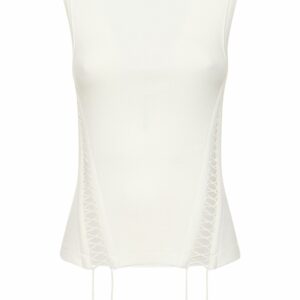 Ribbed Cotton Jersey Corset Tank Top