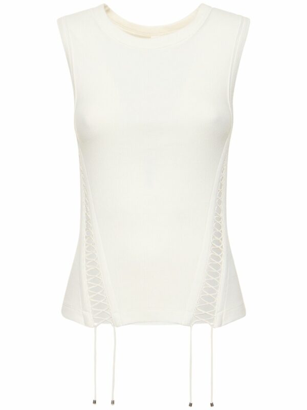 Ribbed Cotton Jersey Corset Tank Top