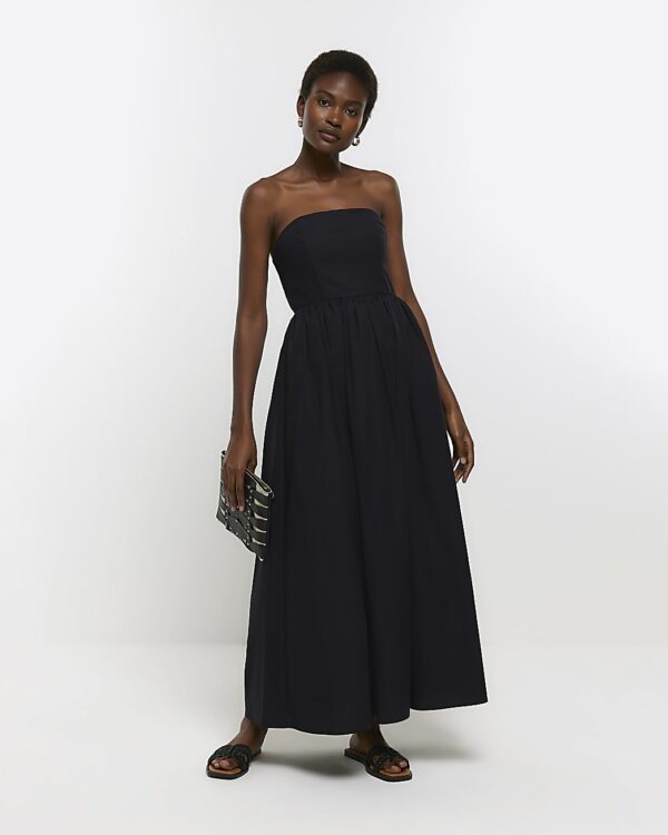 River Island Womens Black Bandeau Prom Maxi Dress