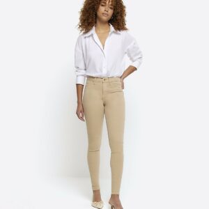 River Island Womens Cream Mid Rise Bum Sculpt Jeggings