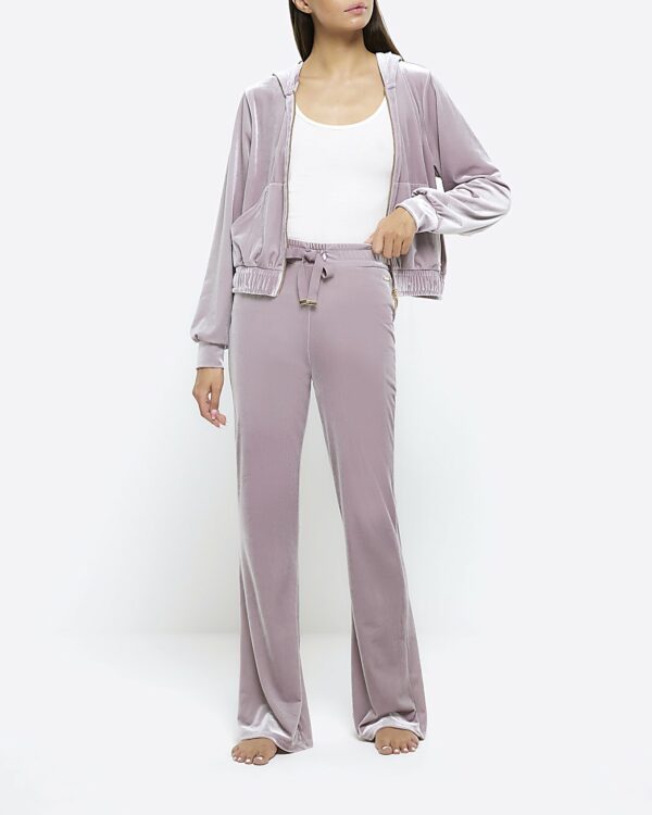 River Island Womens Purple Velour Joggers