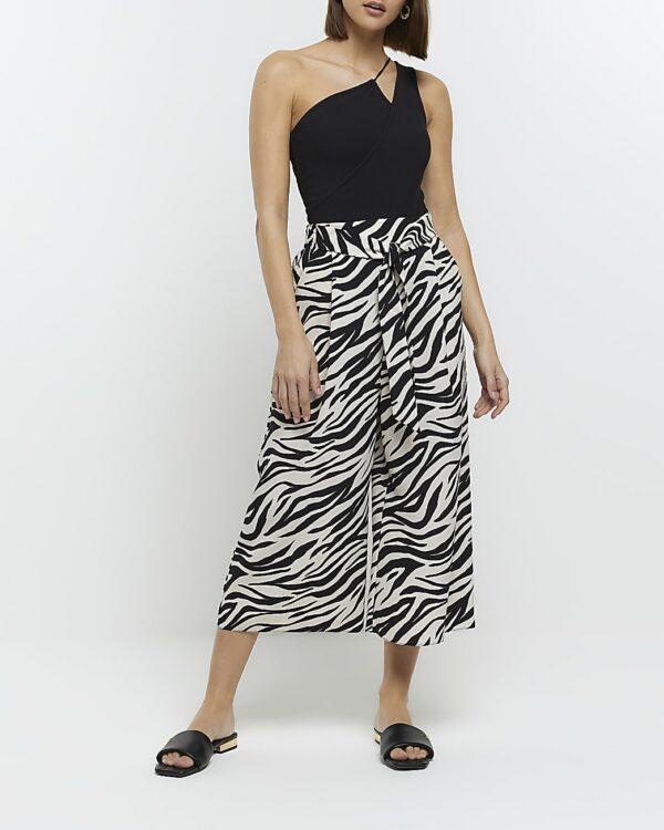 River Island Womens White Animal Print Culottes