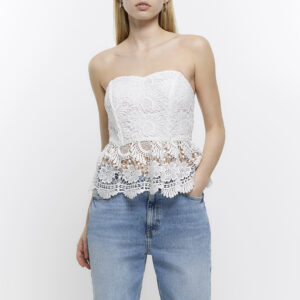 River Island Womens White Lace Corset Top