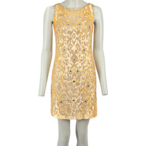 Roberto Cavalli Yellow Sequinned Backless Mini Dress