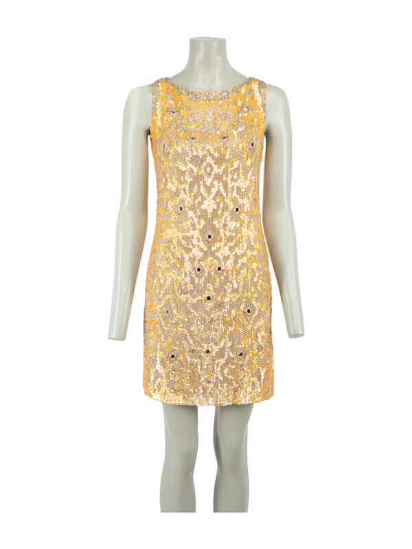 Roberto Cavalli Yellow Sequinned Backless Mini Dress