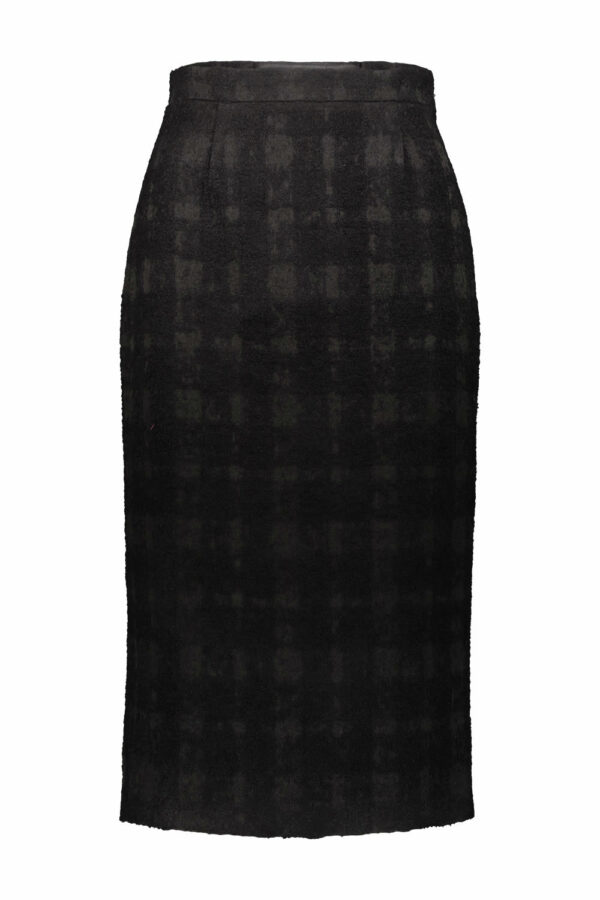 Rochas Pencil Skirt In Solid Check Boucle