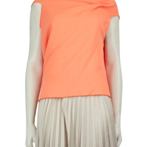 Roland Mouret Orange Wool Pleated Shoulder Top